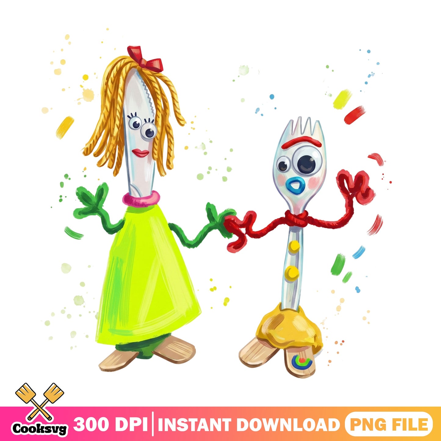 Forky And Knifey Toy Story PNG, Disney Pixar PNG, Toy Story 4 PNG