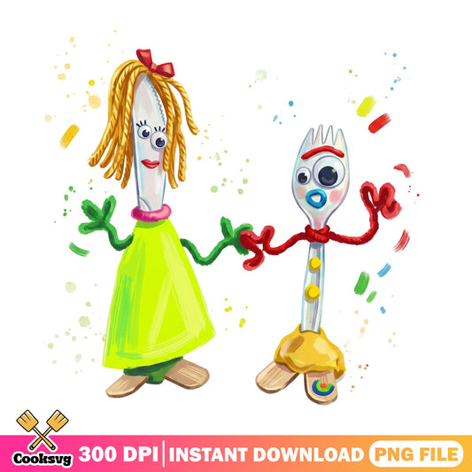 Forky And Knifey Toy Story PNG, Disney Pixar PNG, Toy Story 4 PNG