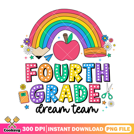 Fourth grade dream team png, school decor png, back to school art png