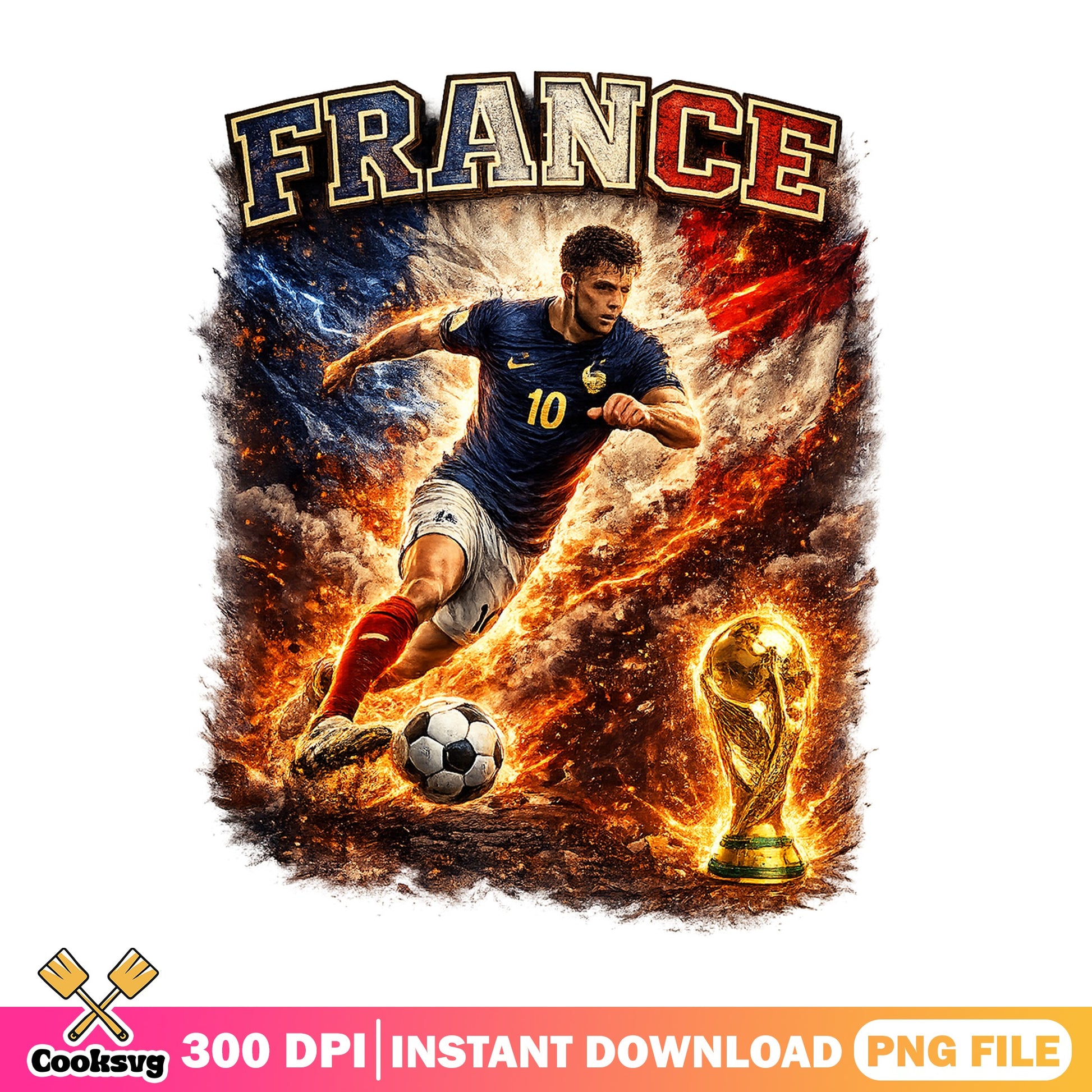 France Soccer Player PNG, World Cup Football PNG, France Flag PNG