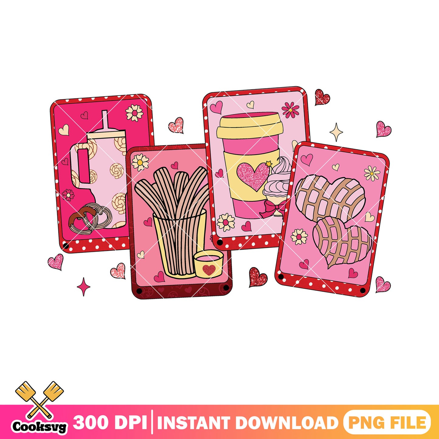 France snack valentines png, valentine coffee png, valentines day png