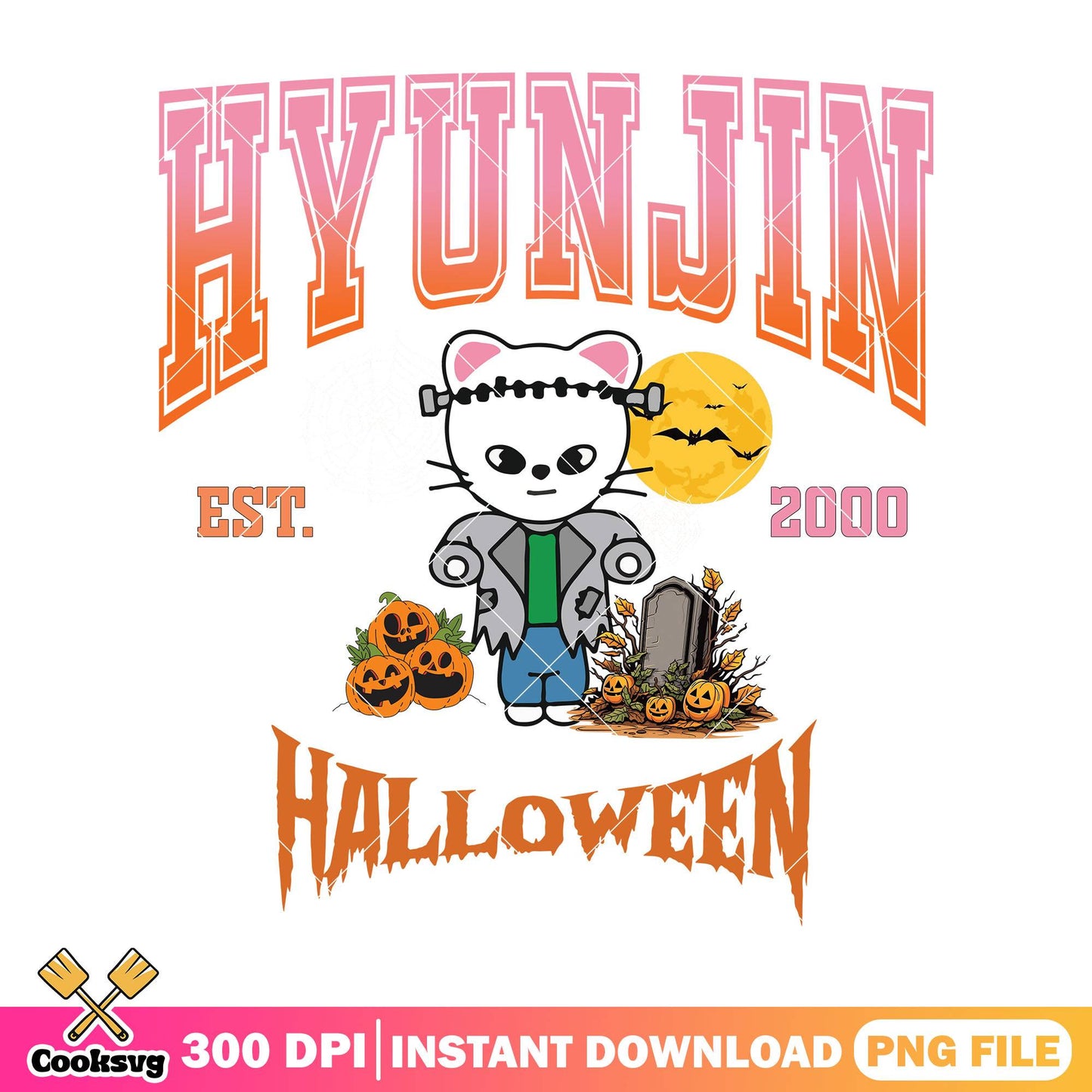 Frankenstein hyunjin design png, spirit halloween png, cute ferret png