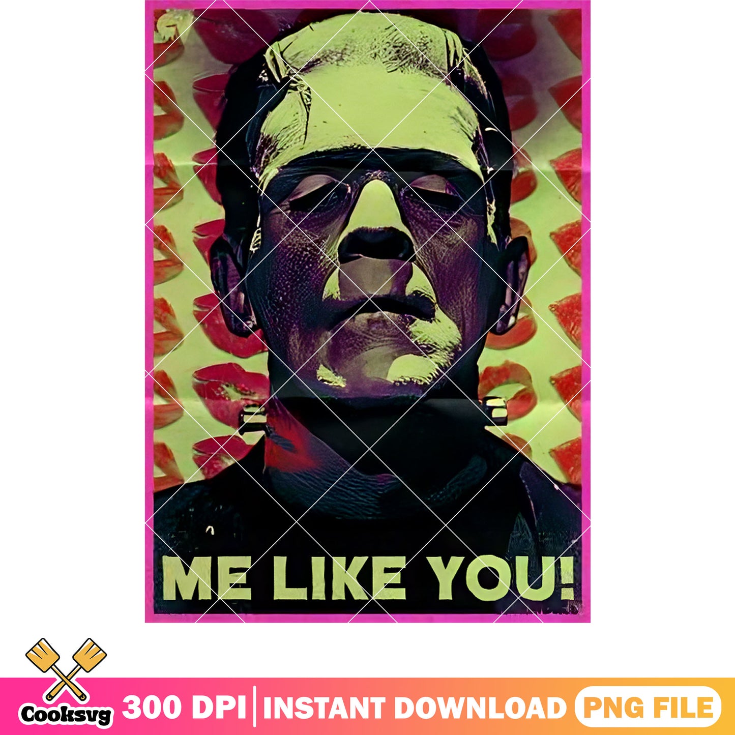 Frankenstein me like you png, Frankenstein movie png, horror valentine png