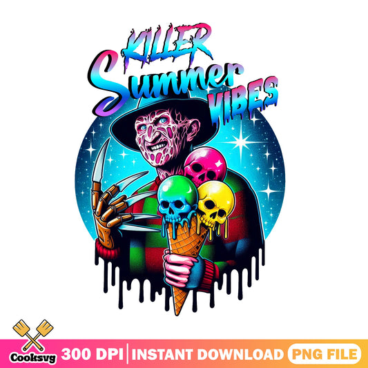 Freddy Krueger Killer Summer Vibes PNG, Horror PNG, Summer PNG