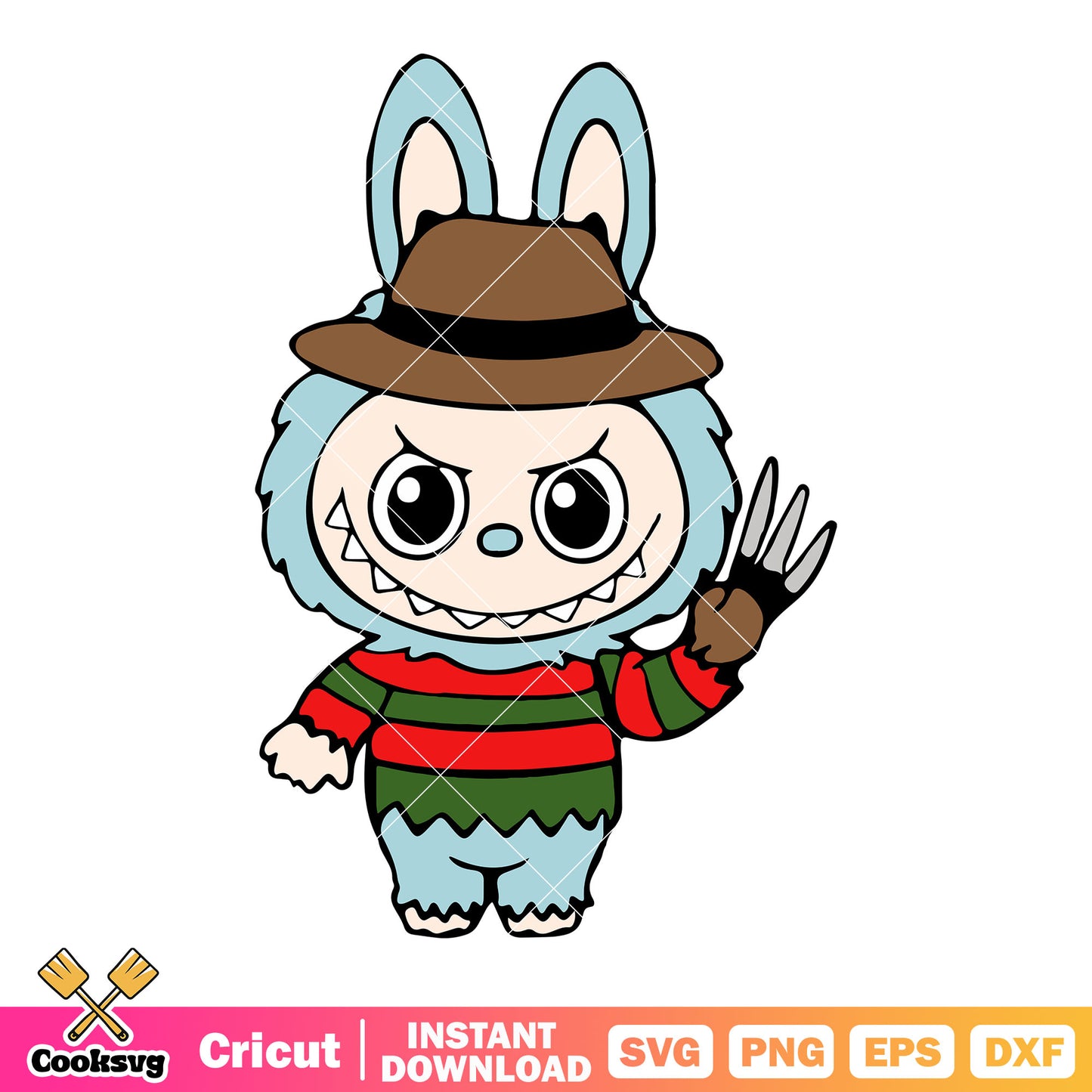 Freddy custome labubu svg, labubu horror​ svg, freddy krueger svg