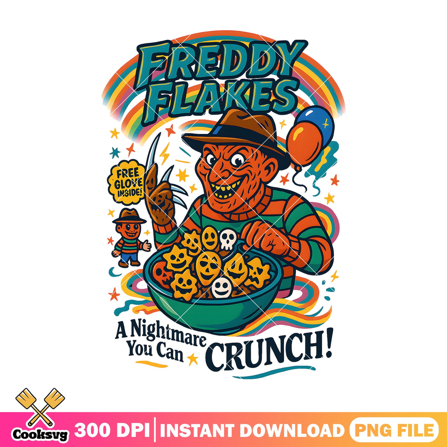 Freedy flakes crunch png, ​​freddy krueger png, horror freddy png