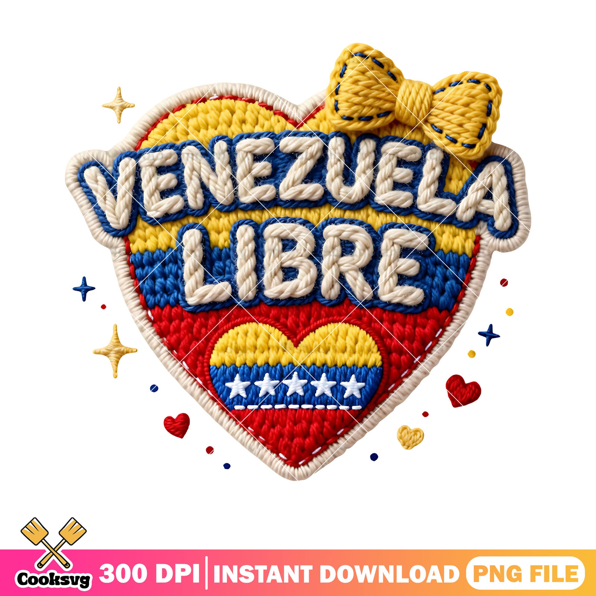 Free venezuela png,whimsical picture, embroidered heart image png
