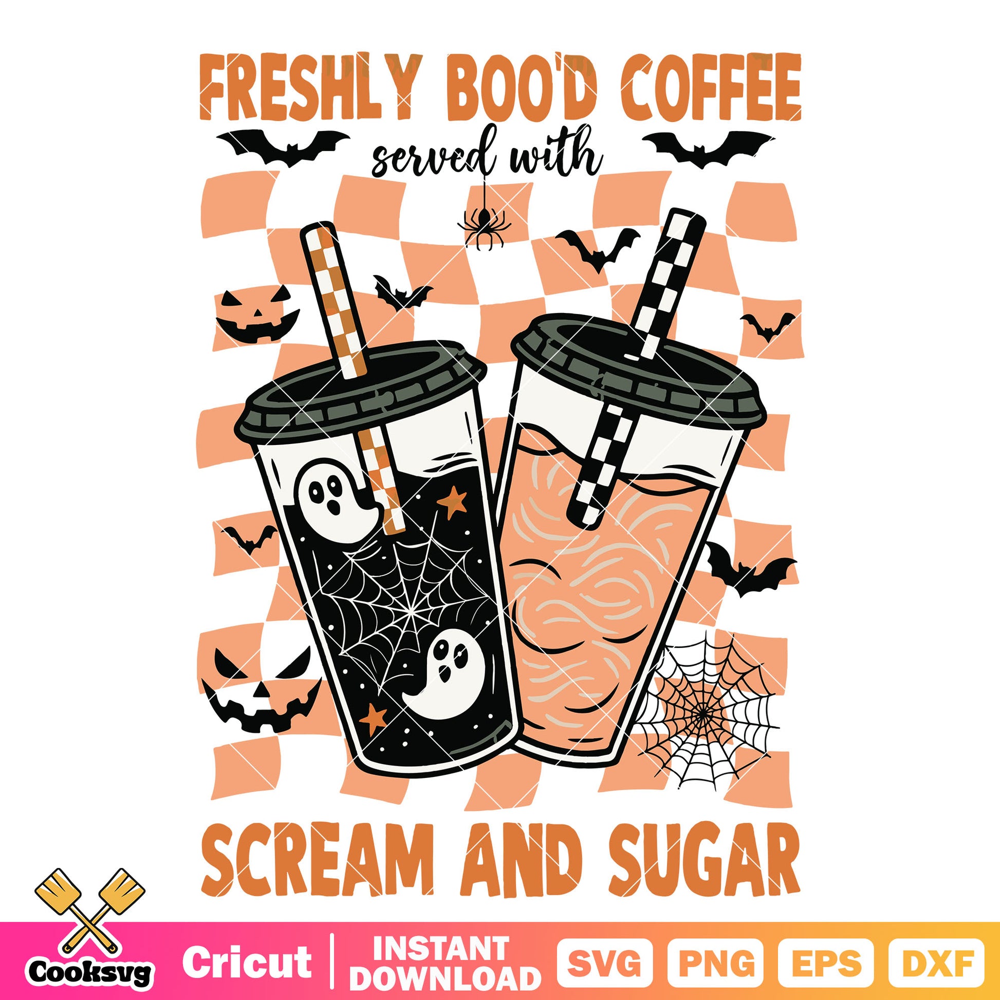 Freshly bood scream coffee svg, coffee halloween svg, spooky coffee​ svg
