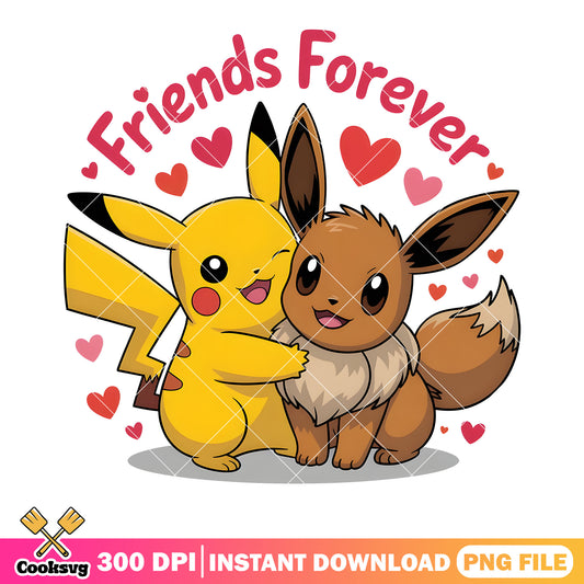 Friends forever poster pikachu png, pokemon couple png, pokemon poster png
