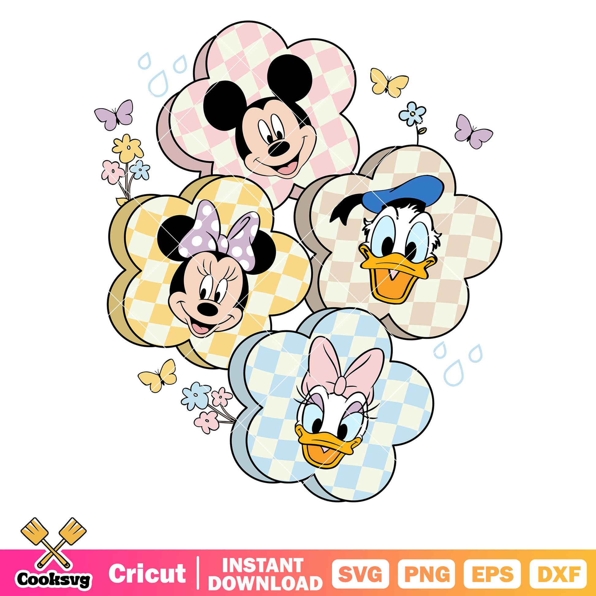 Friends mickey head flower svg, mickey and friends svg, disney flower​ svg