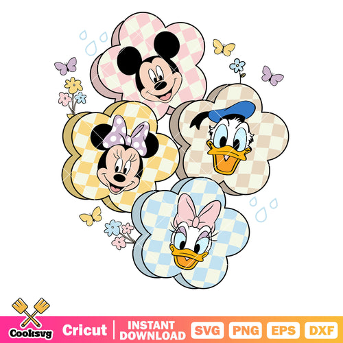 Friends mickey head flower svg, mickey and friends svg, disney flower svg