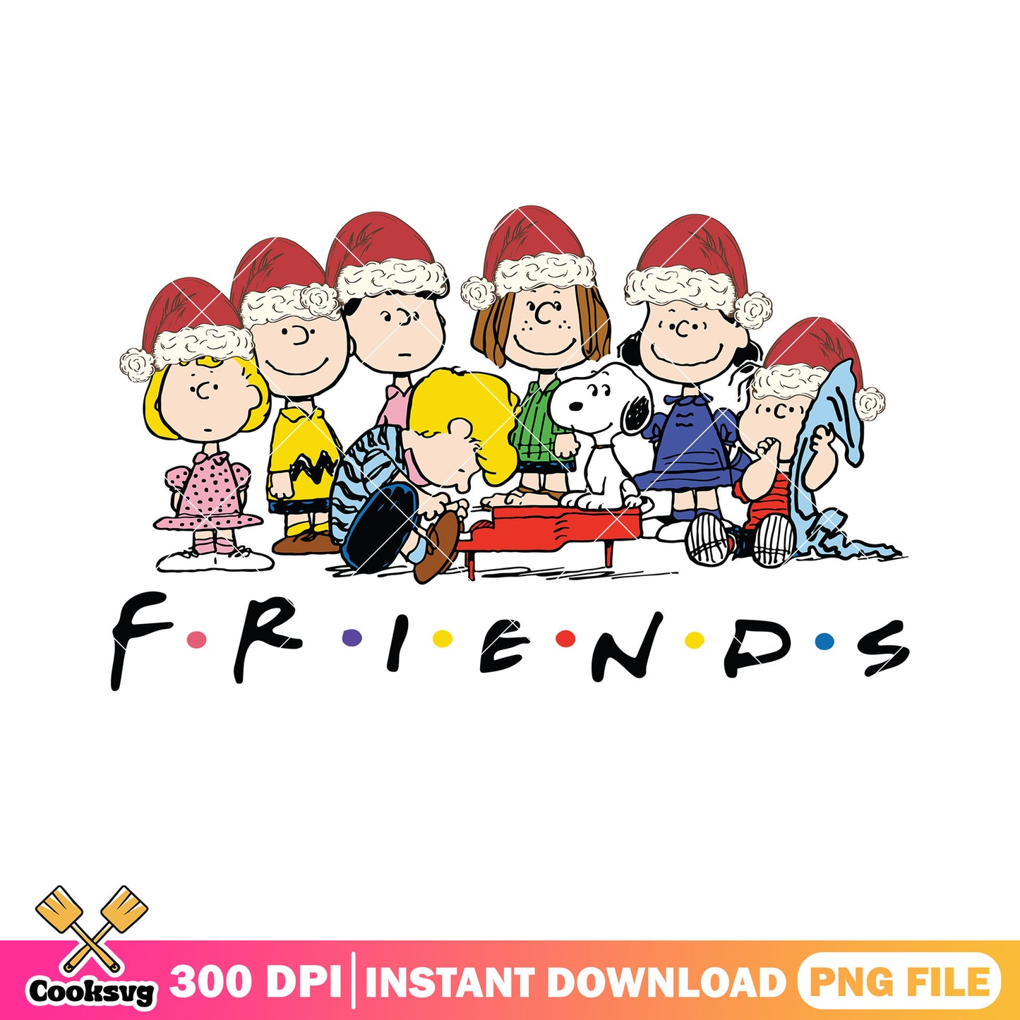 Friends snoopy characters xmas png, peanuts png, merry christmas png