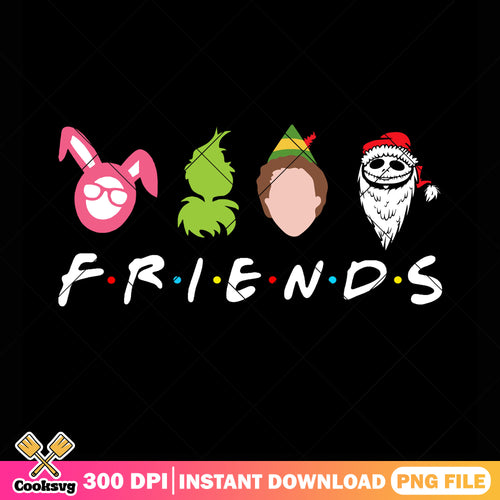 Friends xmas poster png, jack skelington png, buddy the elf png