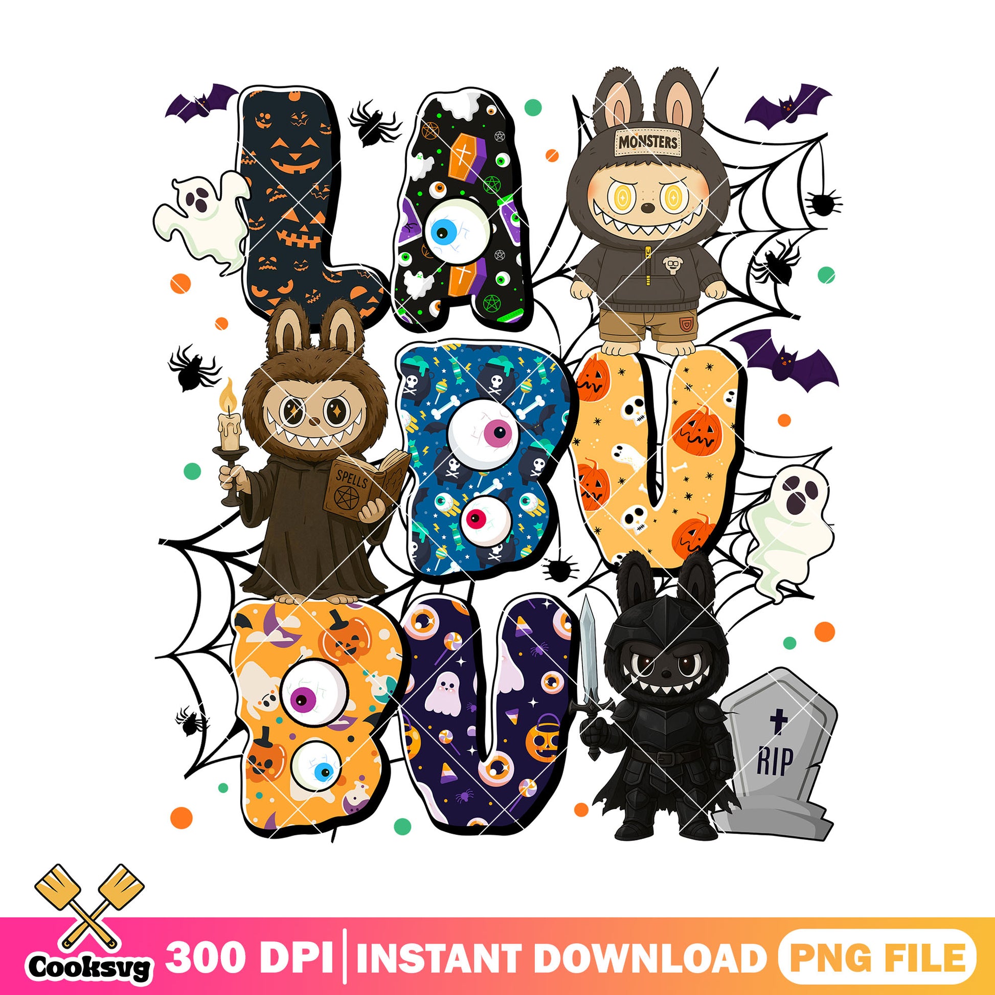Friend with labubu design png, labubu halloween png, labubu bf png