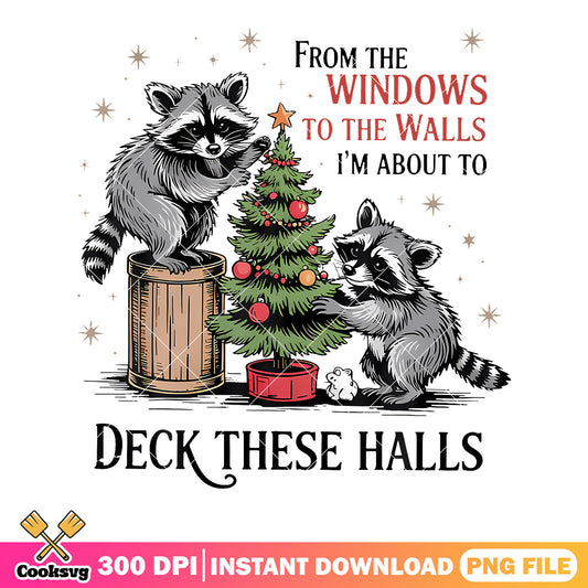 From the windows to the walls png, cute raccon​ png, christmas tree ​png