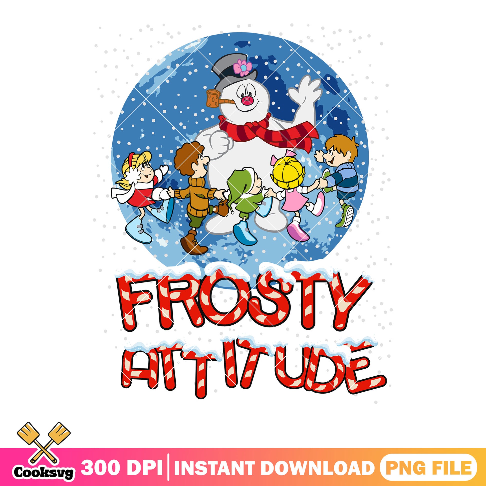 Frosty attitude snowman png, dancing and kids png, christmas pun png