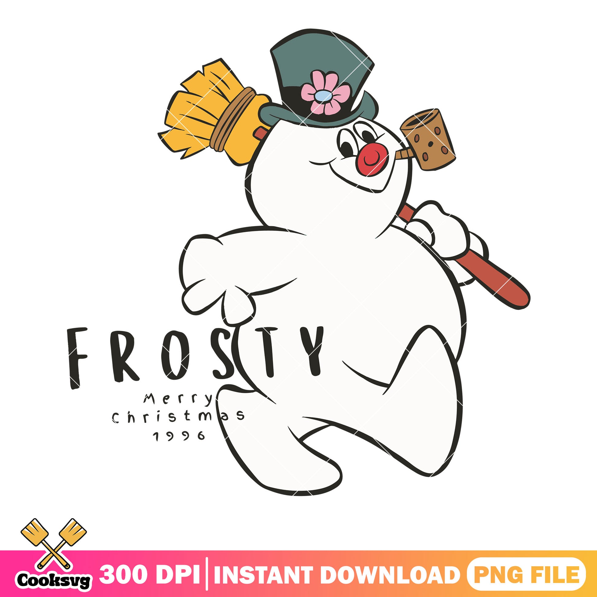 Frosty the snowman christmas png, cute hand drawn png, winter png