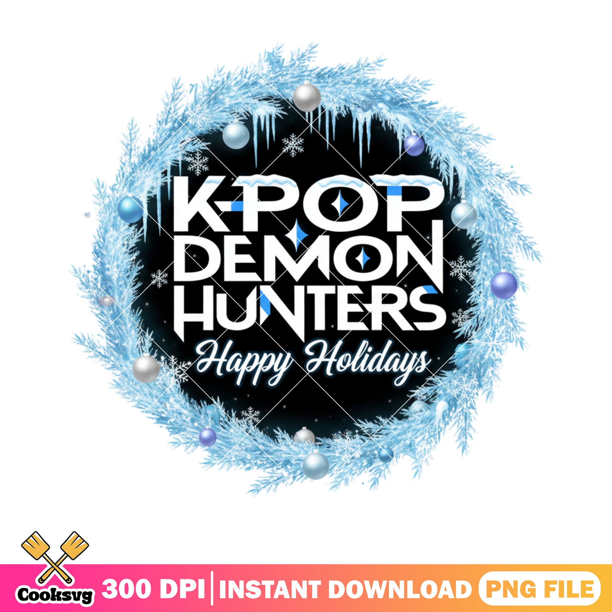 Frozen wreath christmas png, kpop demon hunters png, saja boys png