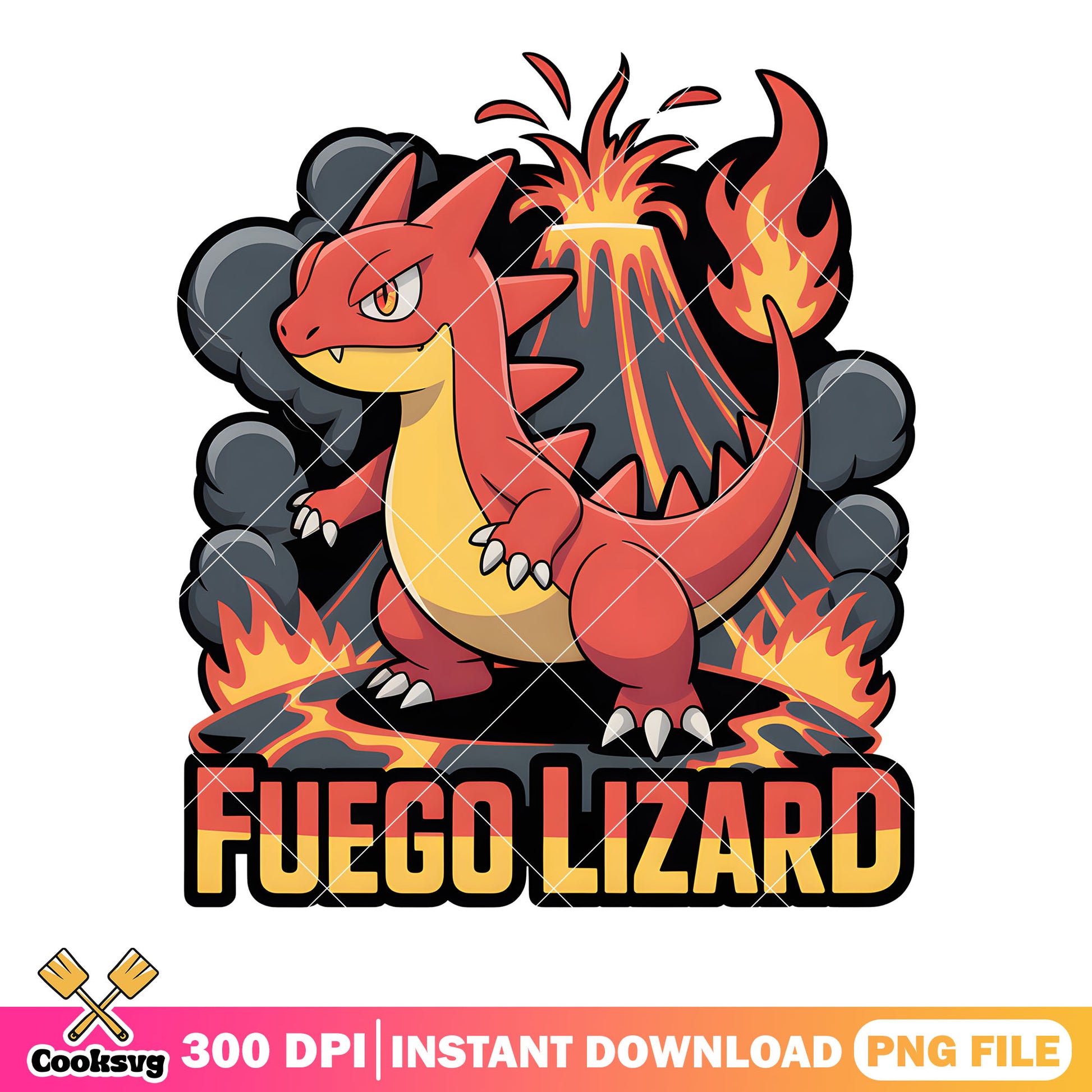 Fuego lizard png, volcano pokemon card​ png, pokemon movie png