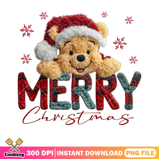 Fullfy pooh bear christmas png, merry christmas png, winnie the pooh png