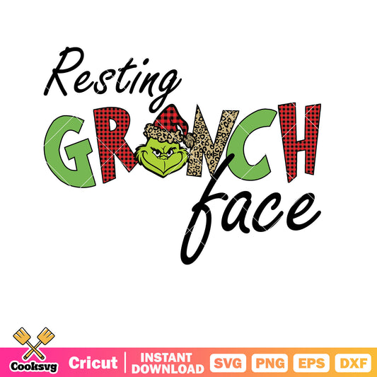 Funny Christmas Resting Grinch Face Svg, resting grinch face​ svg