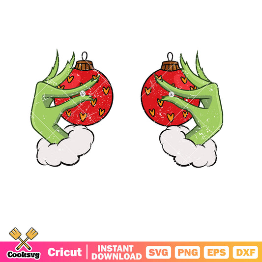 Funny Grinch Hands Christmas balls svg, grinch hand svg, christmas balls svg