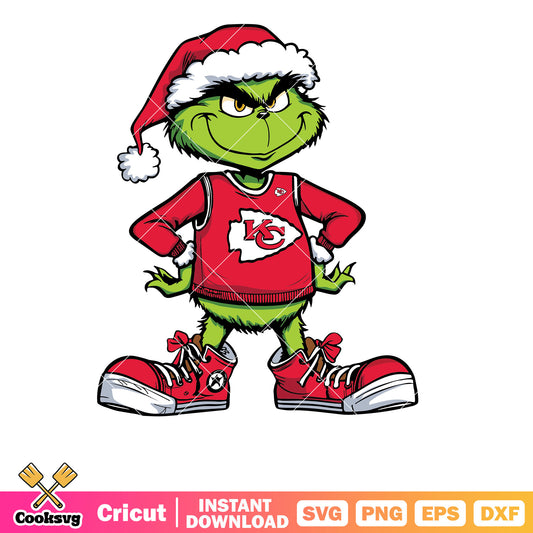 Funny Grinch Kansas City Chiefs Football svg, nfl grinch​ svg, the grinch svg