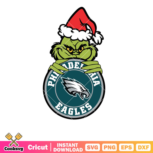 Funny Grinch Philadelphia Eagles logo svg, grinch head svg, philadelphia eagles logo svg