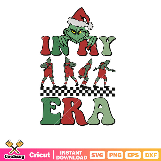 Funny In My Grinch Era Santa Vibe svg, in my grinch era svg, grinch head svg