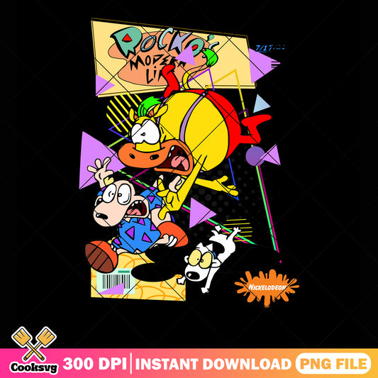 Funny Rocko's Modern Life dog and bull png, Retro cartoon png, Vintage show png