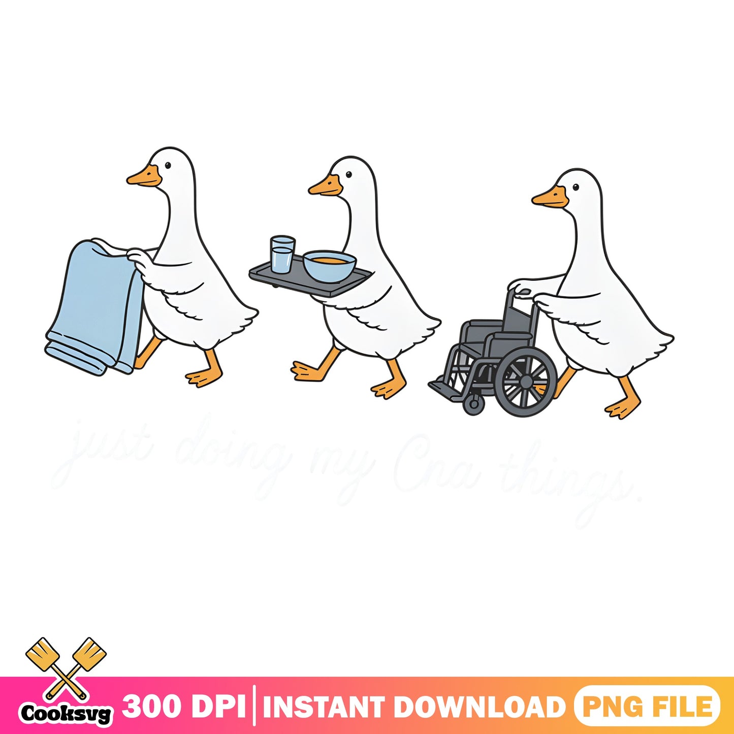Funny Nurse Goose PNG, Cute Duck Caregiver PNG, Hospital PNG