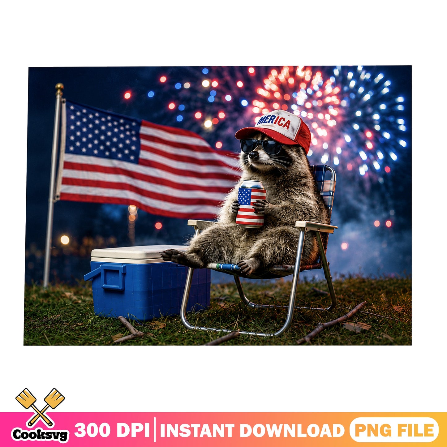 Funny Raccoon 4th Of July PNG, Merica Raccoon PNG, Patriotic PNG