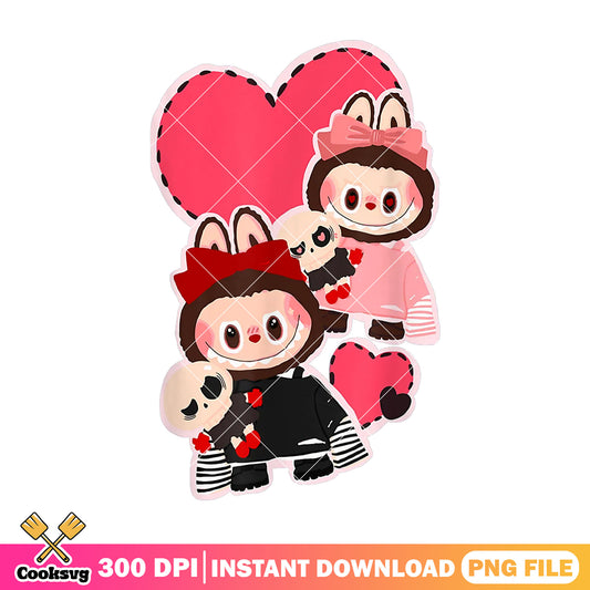 Funny valentine labubu dolls png, love labubu png, labubu dolls png