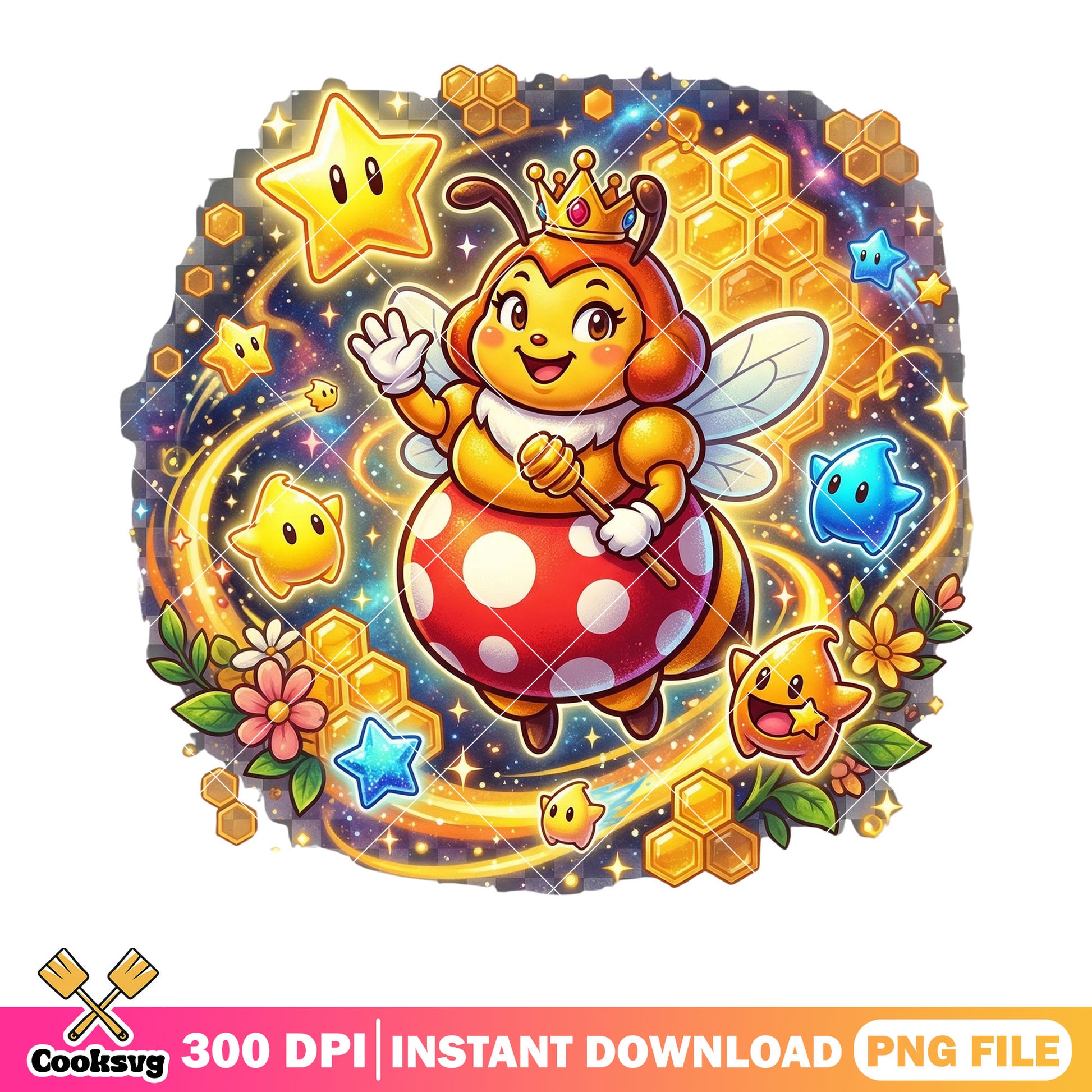 Galaxy bee vibes mario png, mario galaxy queen bee​ png,  galaxy vibes png