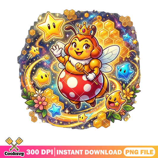 Galaxy bee vibes mario png, mario galaxy queen bee​ png,  galaxy vibes png