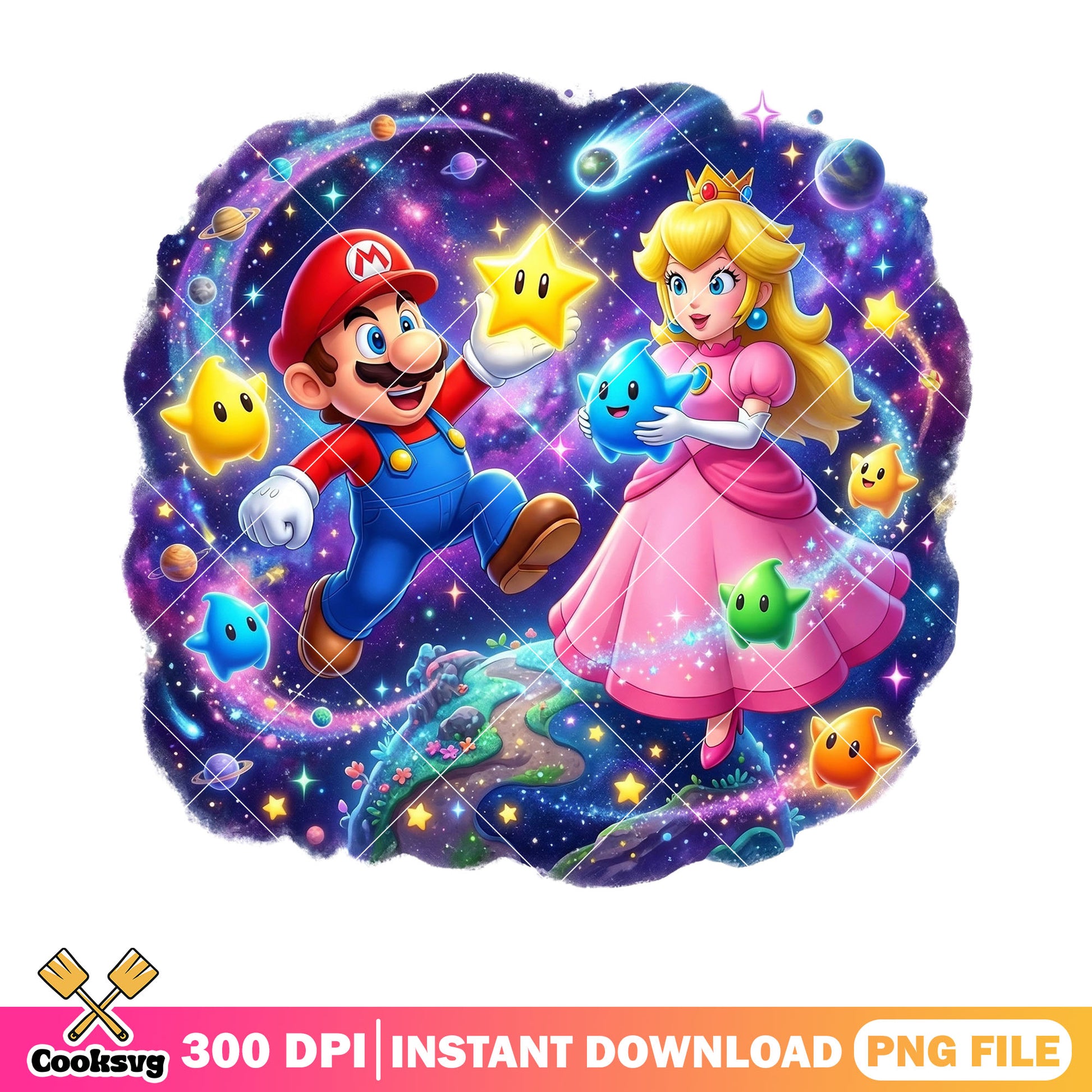 Galaxy couple mario peach png, peach princess png, mario galaxy png