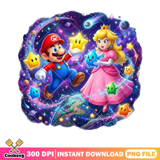 Galaxy couple mario peach png, peach princess png, mario galaxy png