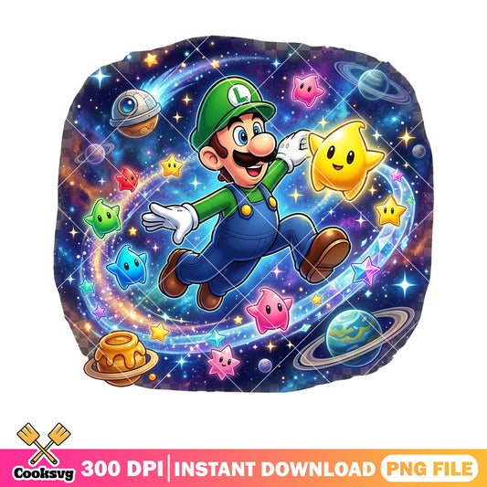 Galaxy earth meteoroid luigi png, luigi mario png, galaxy vibes png