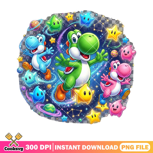 Galaxy luma yoshi png, mario yoshi png, super mario galaxy png