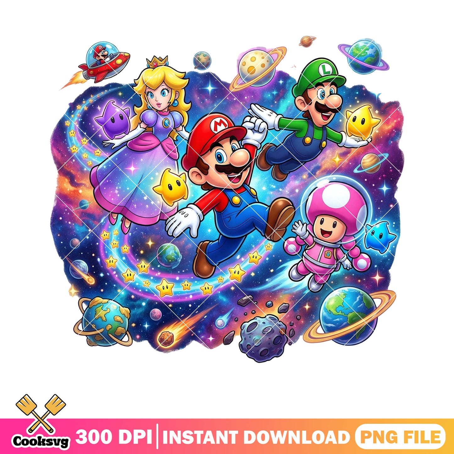 Galaxy toad peach luigi png, super mario galaxy png, luigi mario png
