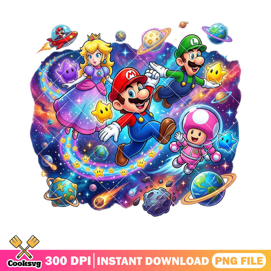 Galaxy toad peach luigi png, super mario galaxy png, luigi mario png