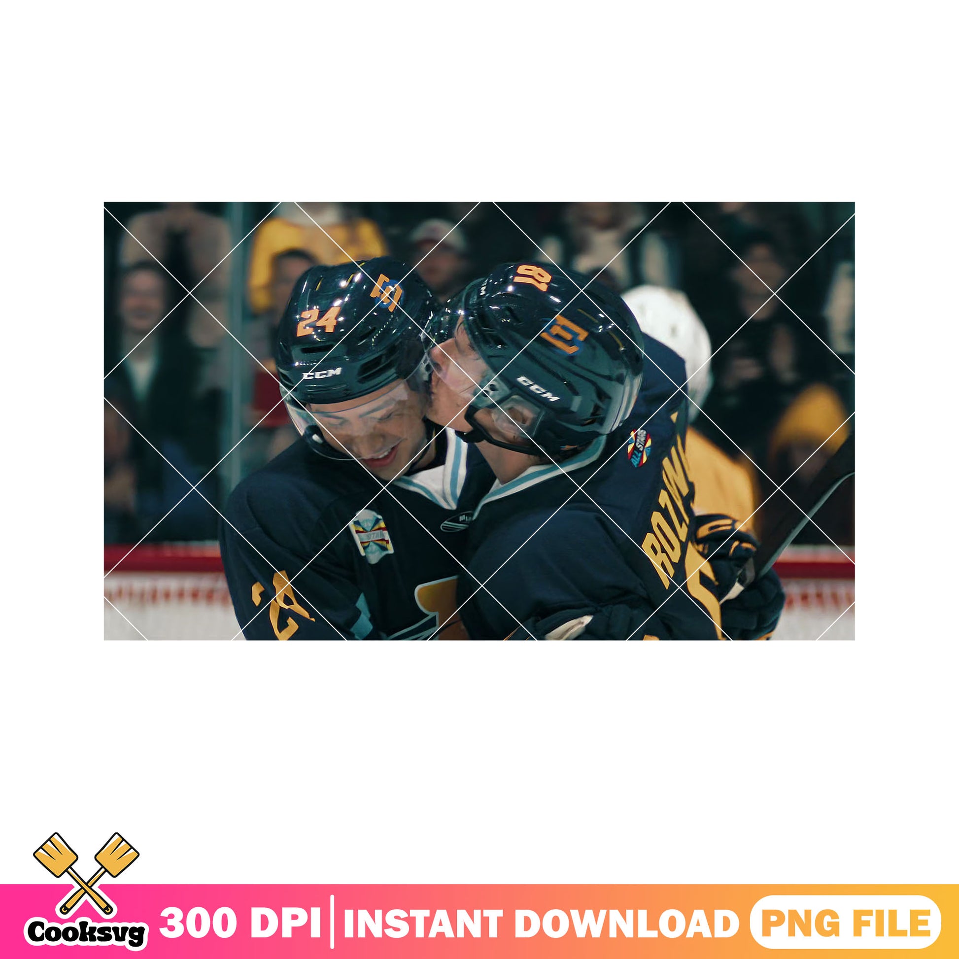 Gay Kiss in hockey match png, heated rivalry png, hollander team png