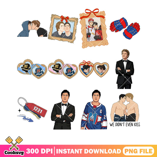 Gay pendant gifts hockey png bundle, lgbt gifts png, heated rivalry png