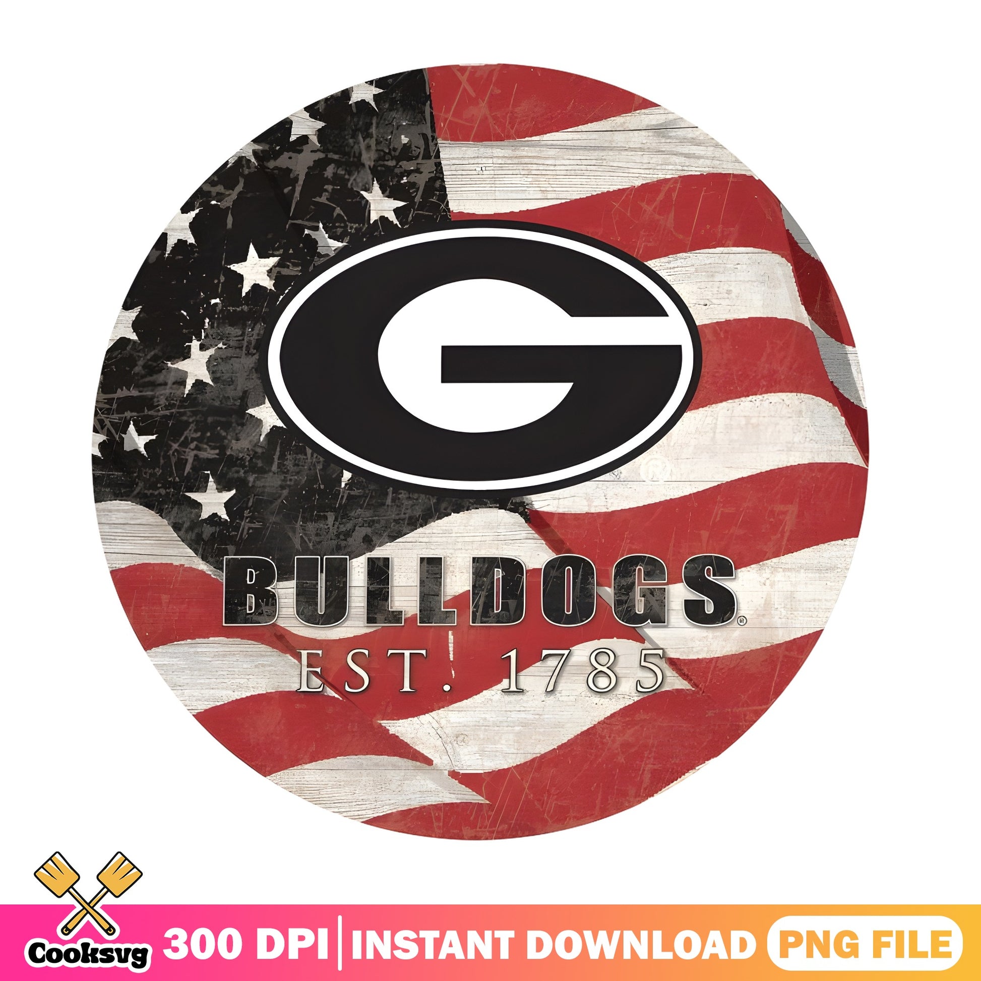 Georgia Bulldogs American Flag PNG, UGA Football PNG, 4th Of July PNG