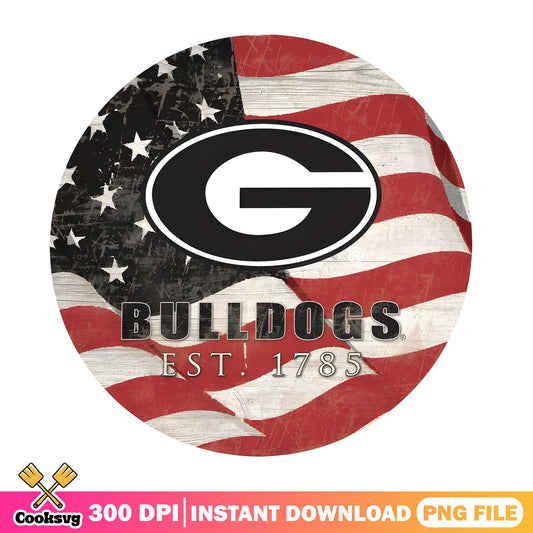 Georgia Bulldogs American Flag PNG, UGA Football PNG, 4th Of July PNG