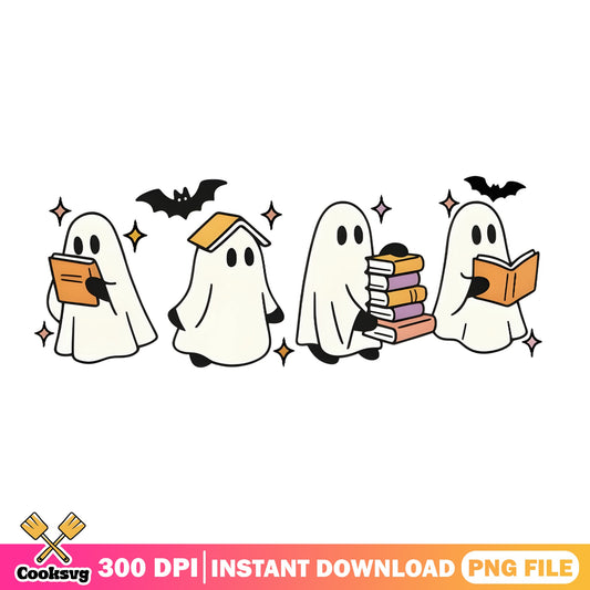 Ghost Reading Books Halloween PNG, Spooky Ghost PNG, Halloween PNG