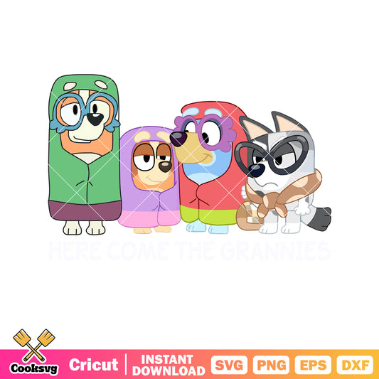 Ghostbasket bluey come the gannies svg, bluey blanket​ svg, bluey friends svg