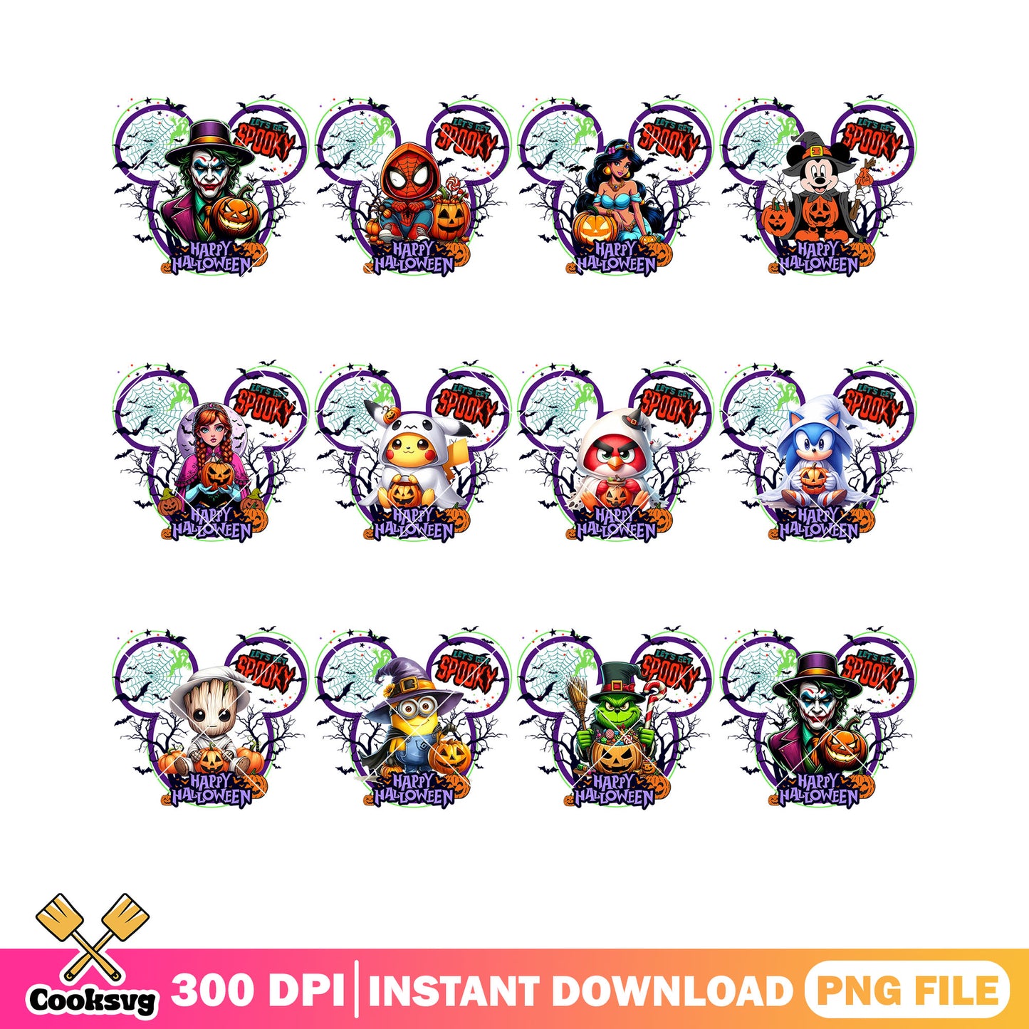 Ghost blaket halloween party png bundle, joker png, jashmine princess png