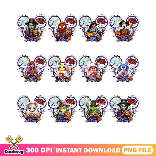 Ghost blaket halloween party png bundle, joker png, jashmine princess png