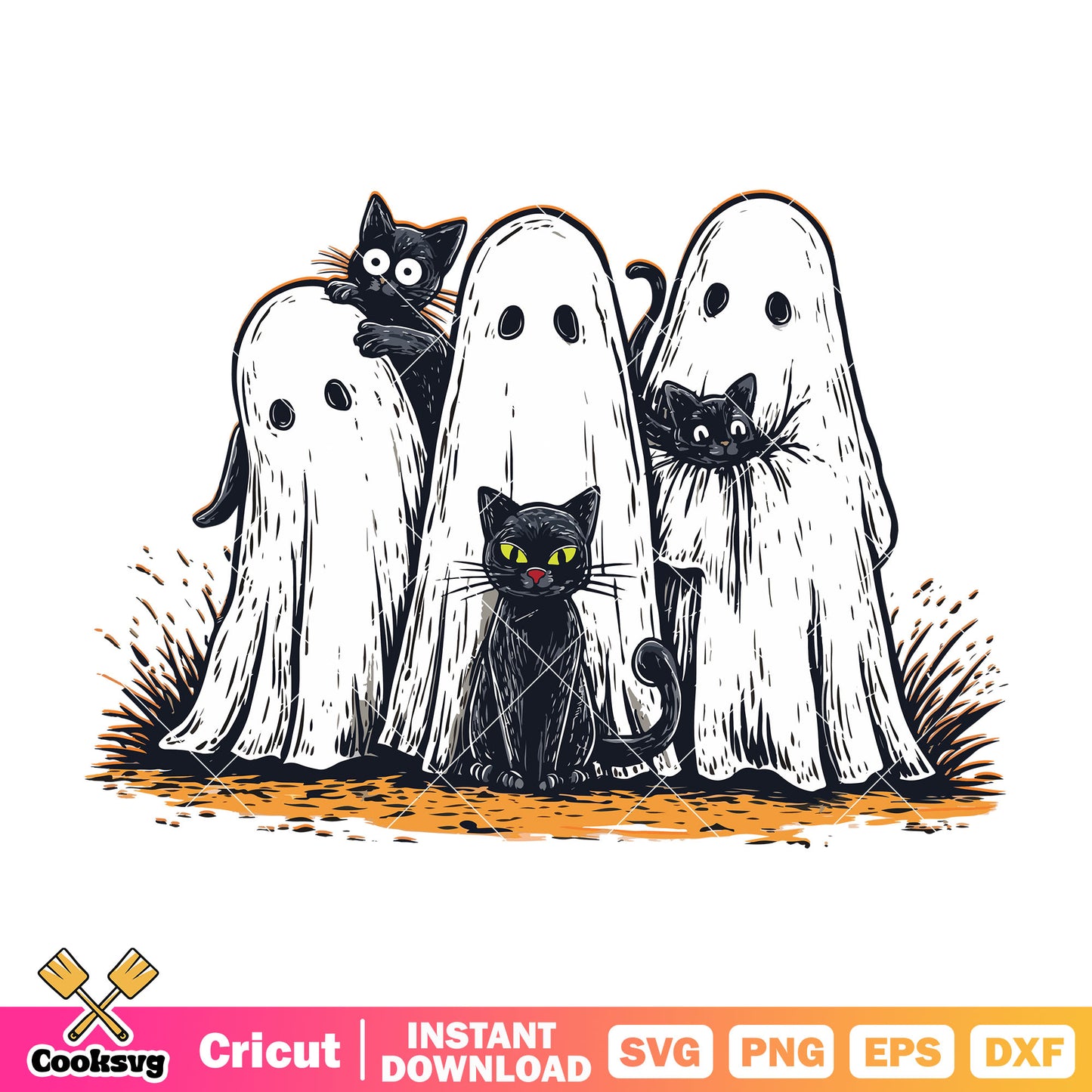 Ghost boo and cat svg, boo halloween svg, ghost cat svg